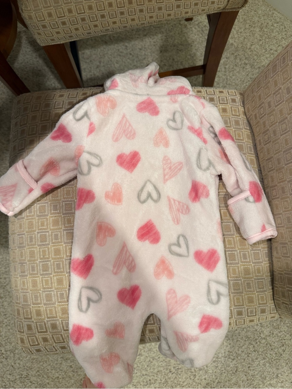 Pink Heart Fleece One-Piece Bodysuit for Kids